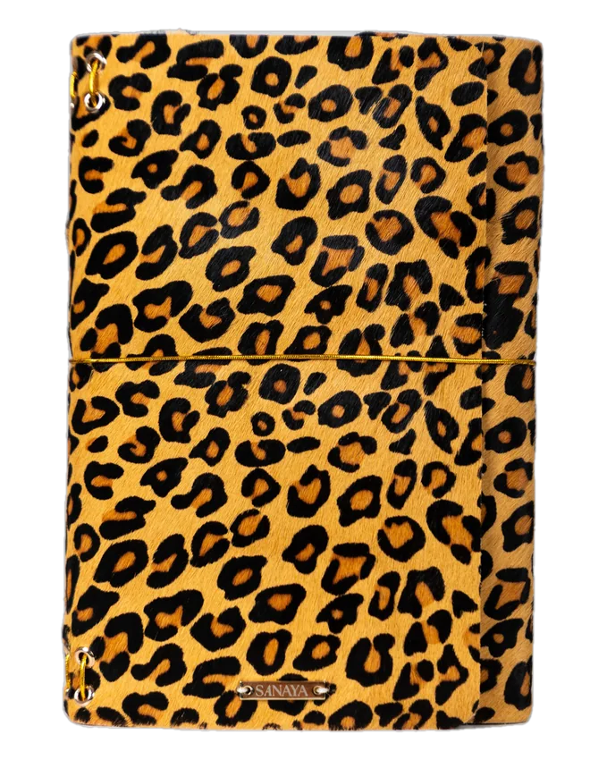 Cheetah journal with a gold elastic